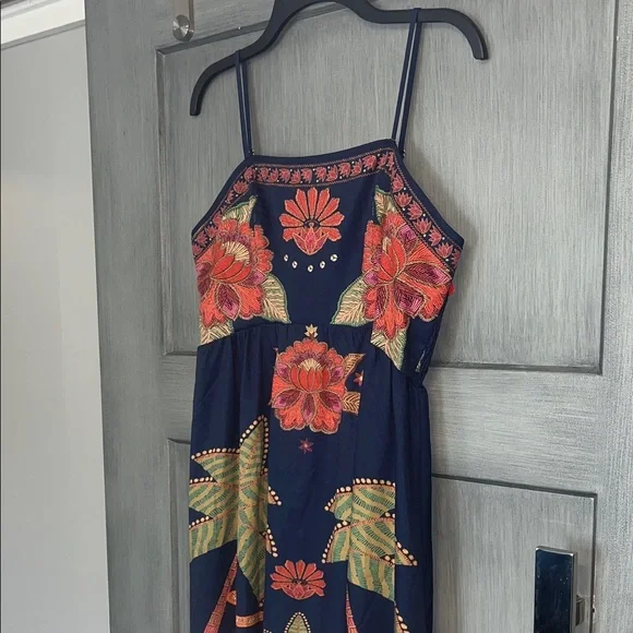 Bohemian Spaghetti Strap Maxi Dress SHEIN Sz LG 8/10 , Flowy Adjustable Straps - Picture 5 of 11